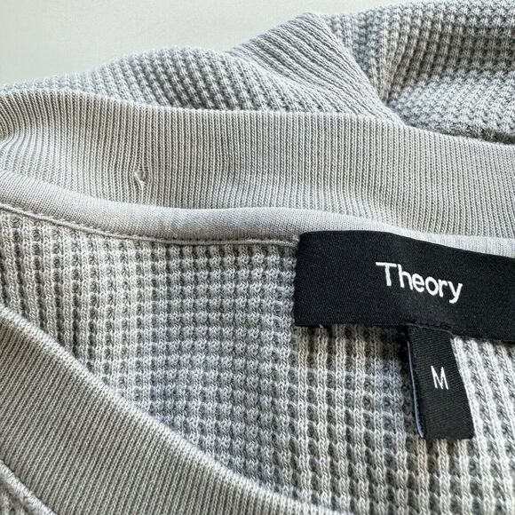 Theory Womens Easy Sweatshirt Easy Waffle Knit Top Size M Pima Cotton Ash Gray - Picture 14 of 14
